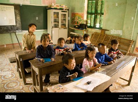 Elementary Students In Poor Rural School Near Sa Pa In Hill Tribe Area