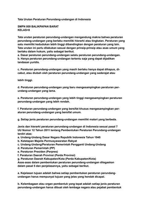 Solution Tata Urutan Peraturan Perundang Undangan Di Indonesia Studypool