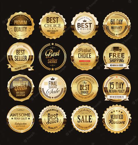 Premium Vector Golden Retro Sale Badges And Labels Collection