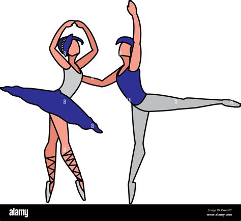 Pareja De Bailarinas De Ballet Bailar Sobre Fondo Blanco Ilustración