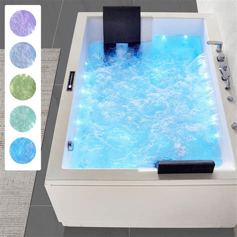 71 Modern Acrylic Corner Bathtub Whirlpool Air Massage 3 Sided Apron Tub In White Chromatherapy