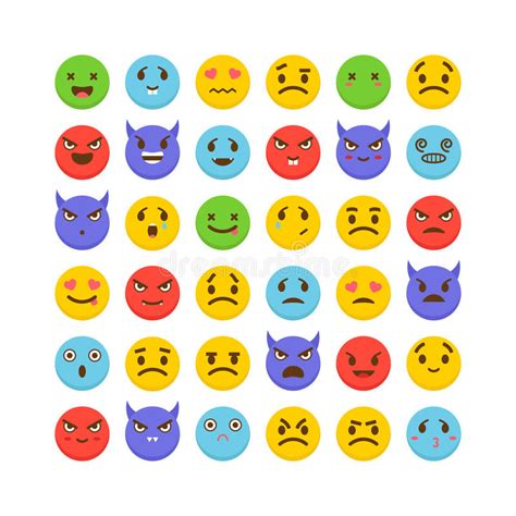 Set Of Emoticons Flat Design Big Collection With Different