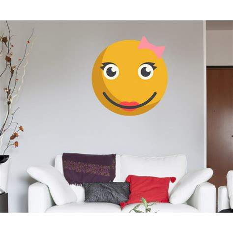 Emoticon Happy Face Girl Wall Decal Vinyl Decal Car Decal