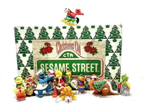 Christmas On Sesame Street Vintage Ornaments 90s Jim Henson Figurines