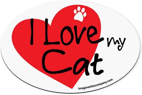Imagine This Company I Love My Cat Heart Magnet Oval Shape