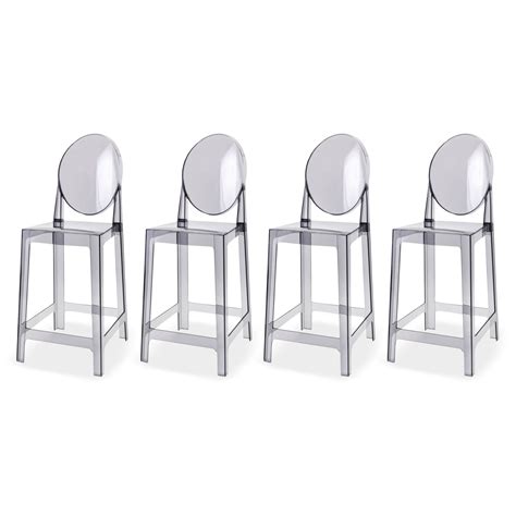 The seat has a saddle shape to assure maximum comfort with arms that give just the right support, yet slightly short, enabling you to sit down and get up with ease. 2xhome Set of 4 25" Seat Height Smoke Contemporary Modern ...