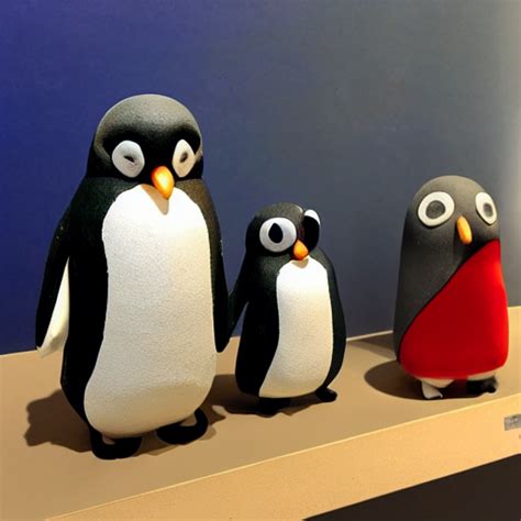 Prompthunt Pingu Pingi Pingg And Robby Visit An Art Gallery Clay