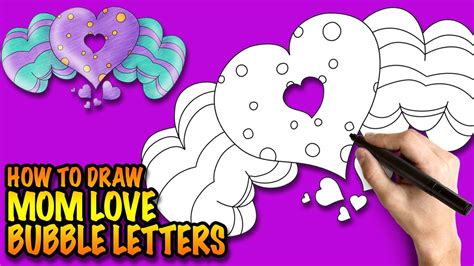 How To Draw Mom Love Bubble Letters Easy Step By Step Drawing Lessons