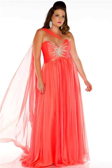 Pretty A Line Sweetheart Long Coral Chiffon Beaded Plus Size Party Prom