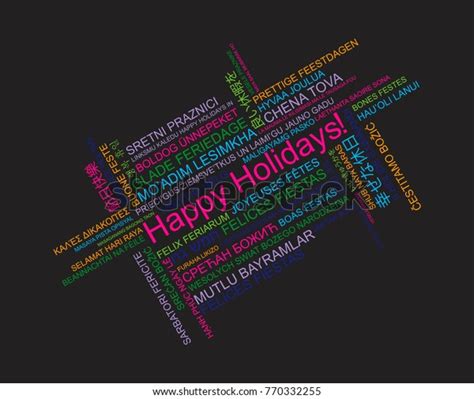 Happy Holidays Different Languages Celebration Word Stock Vector