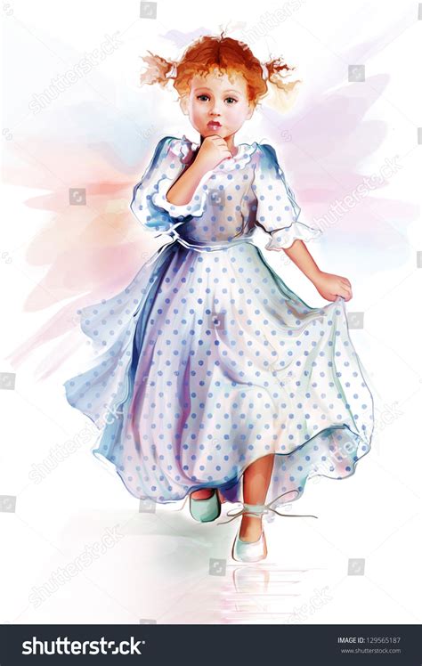 Little Girl Vintage Illustration 129565187 Shutterstock