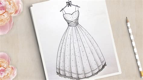 How To Draw A Beautiful Bridal Dress Very Easy Dress Drawing كيفية رسم فتاة Youtube