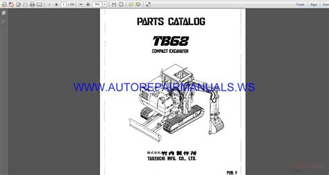 Takeuchi Tb68 Compact Excavator Parts Catalog Auto Repair Manual