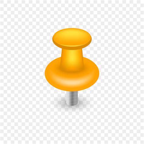 Yellow Plastic Push Pin Button Single Thumbtack With Needle On