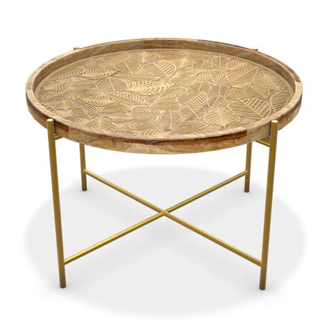 This round coffee table has a glam, mid century modern feel that will complement your current home décor. Round Wooden Coffee Table with Gold Metal Legs - Elis ...