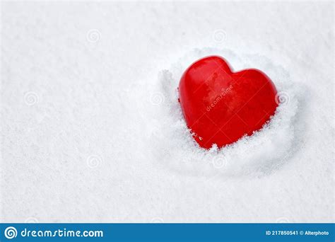 Red Heart On Snow Stock Image Image Of Valentine Xmas 217850541
