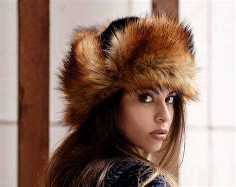 Womens Faux Fur Hats Red Fox Fur Hat Womens Trapper Etsy