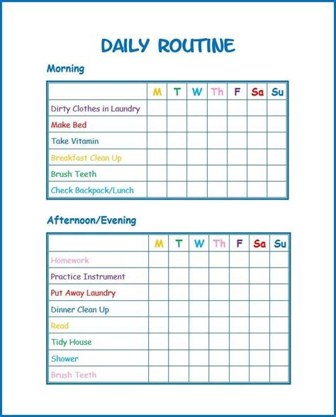 Editable Daily Routine Kids Routine Chart Daily Routine Chart For