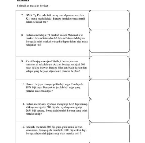 Soalan Penyelesaian Masalah Matematik Upsr  Wopienema