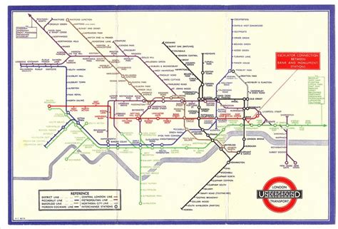 1934 London Undergound Tube Map Designed By Harry Beck London