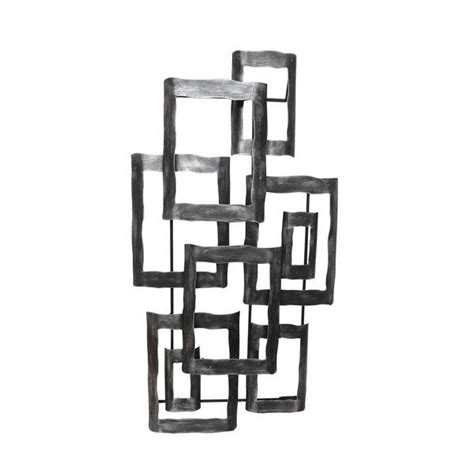 Interconnected Rectangles Hammered Metal Frame Wall Decor Gray Bm217123