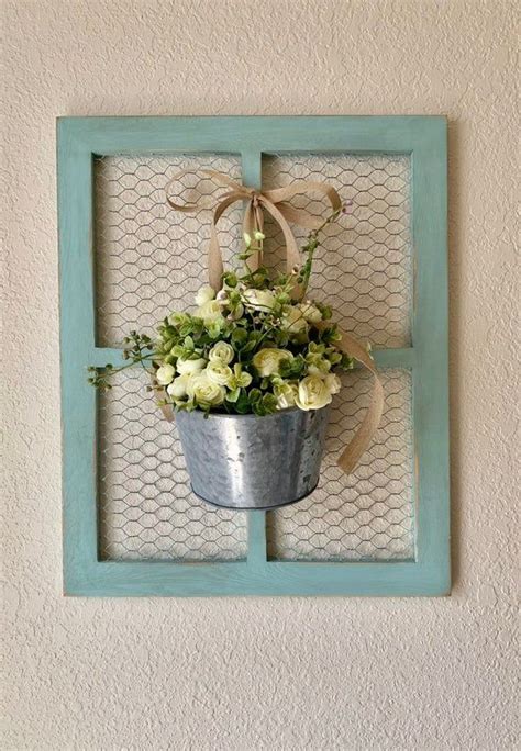 Modern farmhouse wall decor has a rustic, shabby chic feel. Window Frame Chicken Wire Decor Farmhouse Wall Decor ...