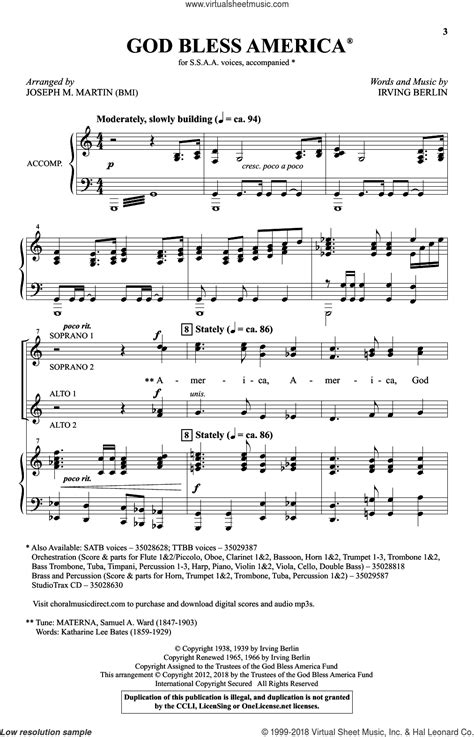 Berlin - God Bless America (arr. Joseph M. Martin) sheet ... We're going to play the chords as blocks so that i'll be able to show you how to move from one chord to the other smoothly.