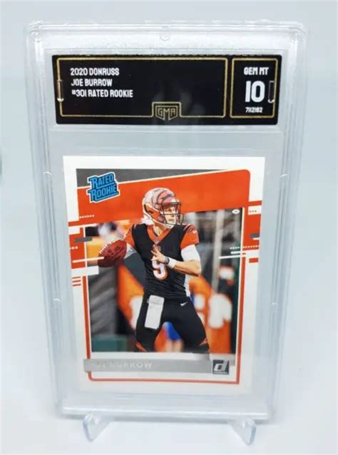 2020 Panini Donruss 301 Joe Burrow Rated Rookie Card Rc Bengals Gma Gem Mint 10 13999 Picclick