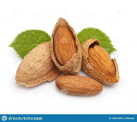 Almonds Nuts With Leaves Isolated Stock Photo Image Of Nutshell