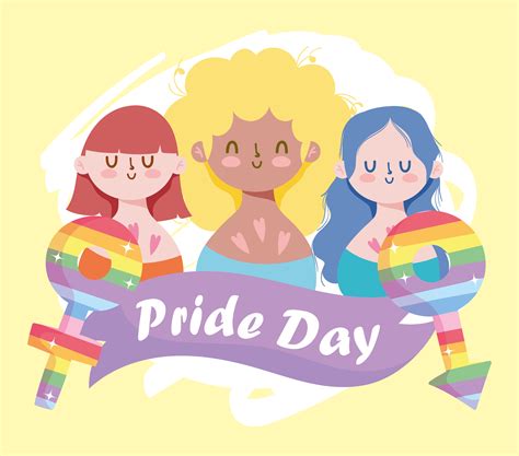 girls cartoons with lgtbi female and male gender with ribbon vector design 4421042 vector art at