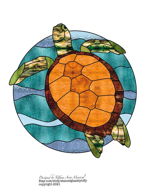Sea Turtle Stained Glass Pattern Digital Download Etsy