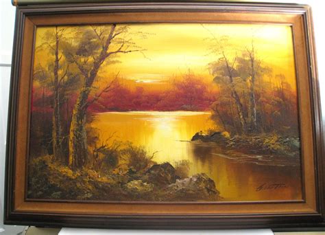 Gordon Whitman Oil Painting ~ Sunset Painting, Landscape Painting, Framed Painting, Red Painting ...