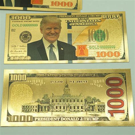 New 10x President Donald Trump Colorized 100 Dollar Bill Gold Foil