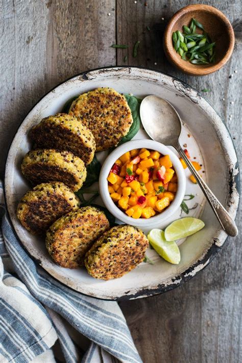 Quinoa Cakes With Chickpeas And Mango Salsa