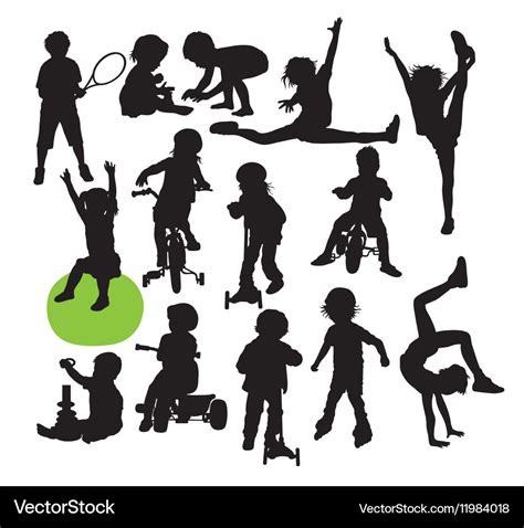 Children Sport Activity Silhouettes Royalty Free Vector