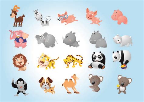 A Variety Of Super Cute Animals 4028 Free Eps Download 4 Vector