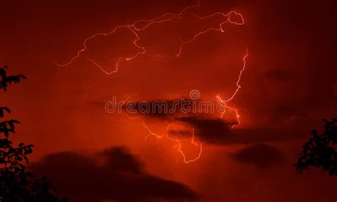 Red Thunderstorm Background Stock Photo Image Of Storm Electric