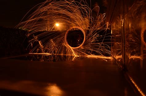 Long Exposure With Steel Wool Lit On Fire By Igormilano