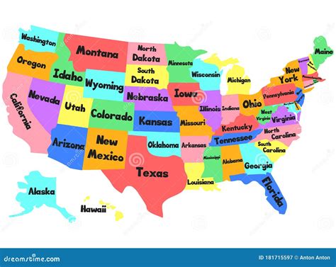 Vector Children Map of the United States of America. Hand Drawn