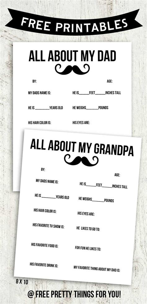 All About My Dad And Grandpa Free Printable Free Pretty Things For You