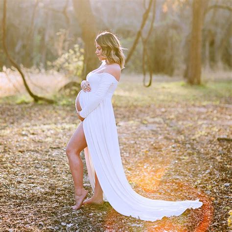 White Lace Gown Maternity Dresses For Photo Shoot Pregnancy Dress Photography Maternity