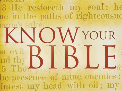 Know Your Bible Part 1