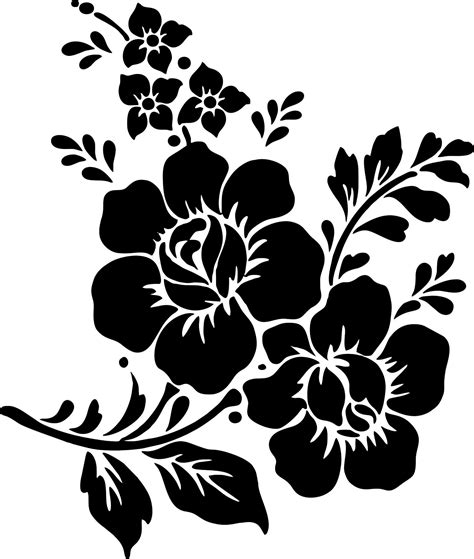 Black And White Vector Flowers At Collection Of Black