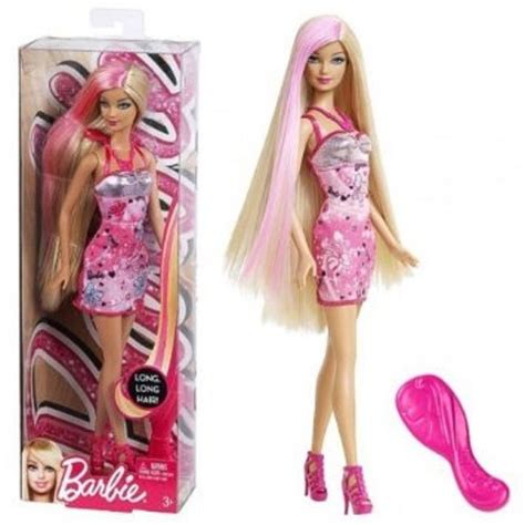 2013 barbie hairtastic glam doll blonde hair and pink streaks long long hair version barbie
