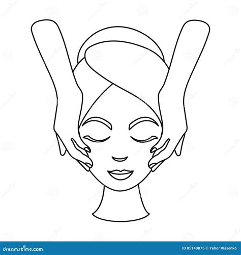 Facial Massage Icon In Outline Style Isolated On White Background Skin Care Symbol Stock Vector