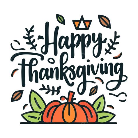 Happy Thanksgiving Lettering Text Effect Typography Vector Transparent