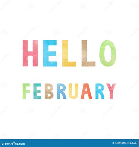 Hello February With Colorful Watercolor Stock Vector Illustration Of