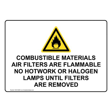 Hazmat Flammable Sign Combustible Materials Air Filters