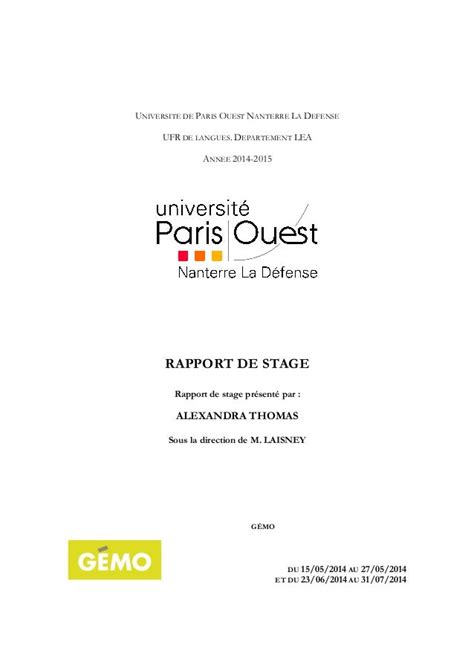 Page De Garde Rapport De Stage Ofppt Word Colbert Lacy Images And