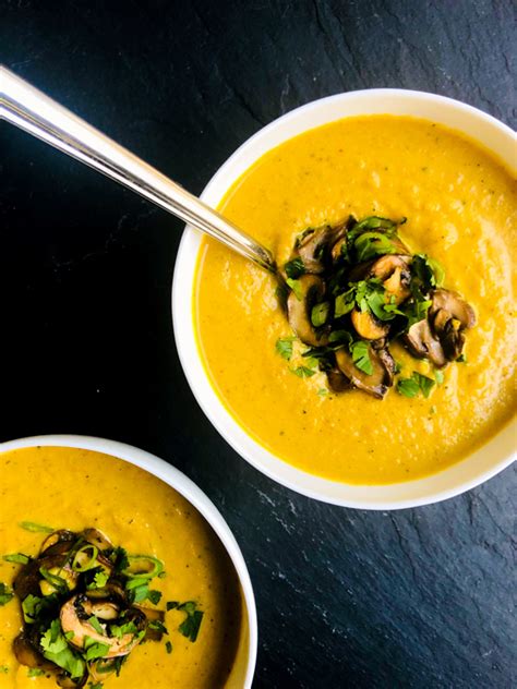 Curried Cauliflower And Coconut Soup With Sautéed Mushrooms Spicyfig